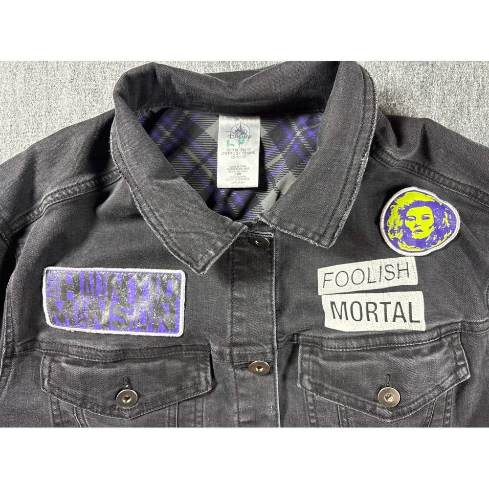 Disney Haunted Mansion Madame Leota Black Denim Jacket Foolish Mortal Mens 1X - Picture 5 of 10